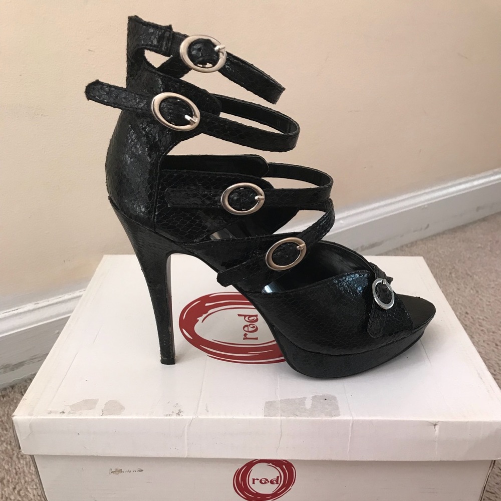 Black strappy heels